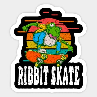 Distressed Skateboarding Frog Sticker